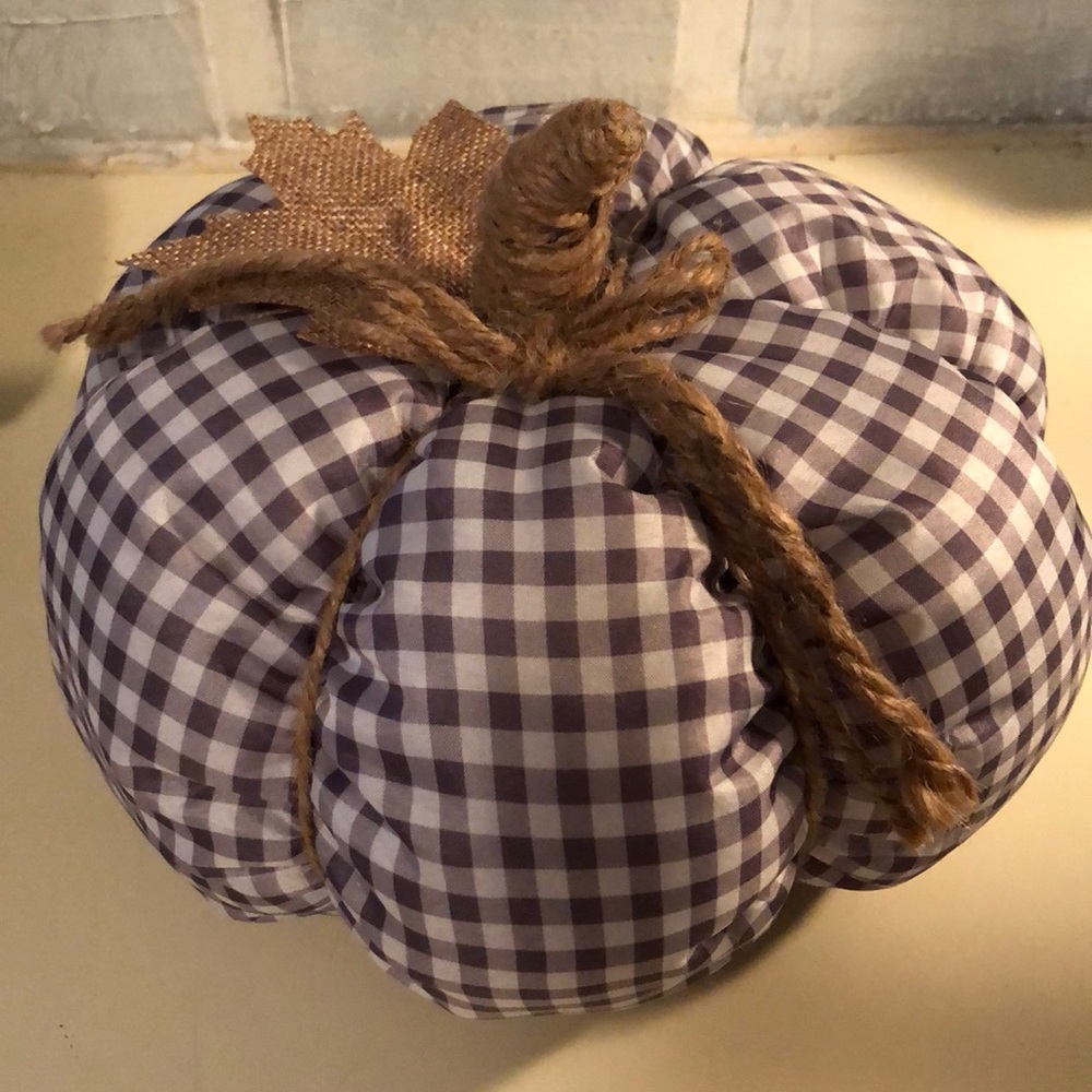 Plaid fabric stuffed pumpkin